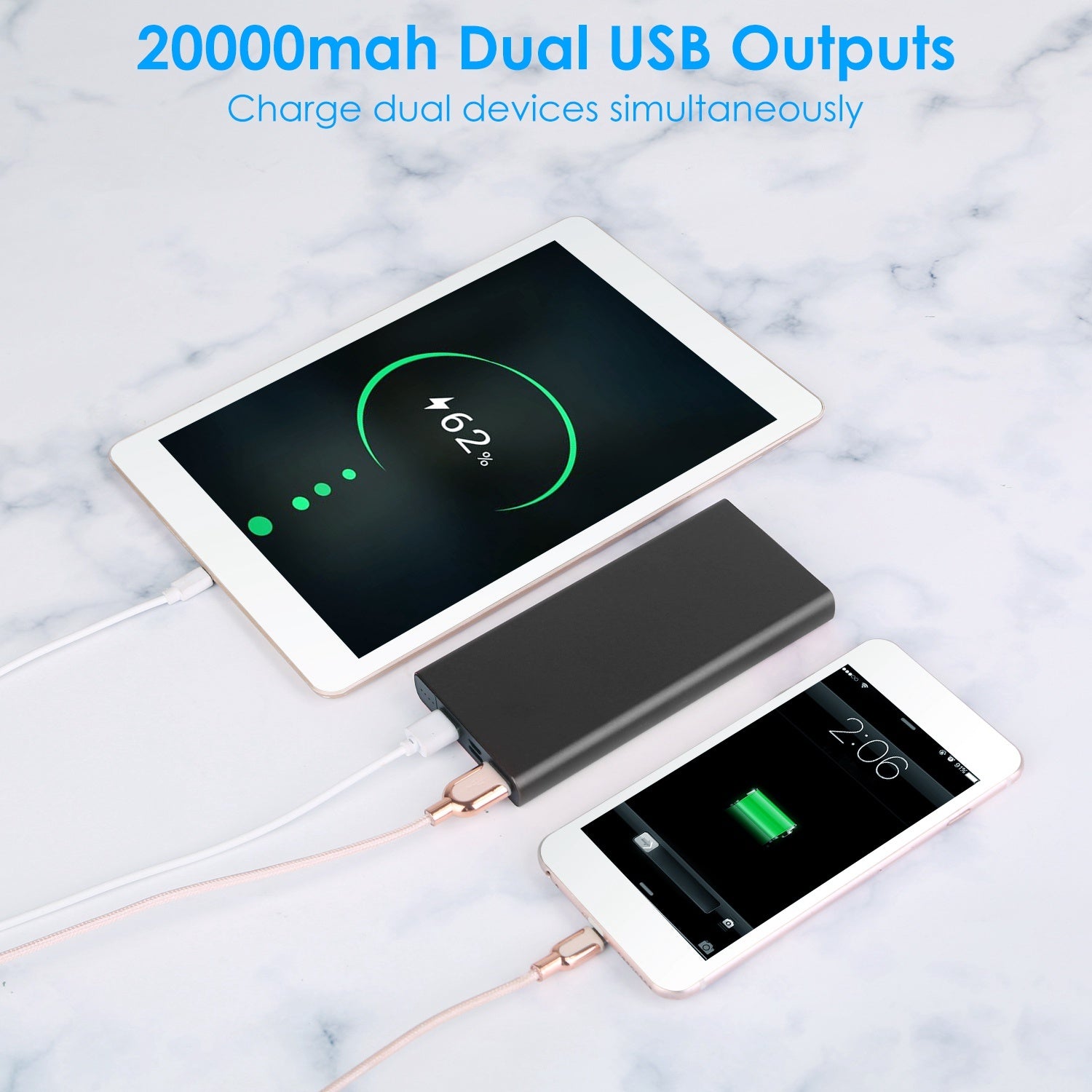 20000mAh Power Bank Portable  With Dual USB Output Type C Micro USB Input