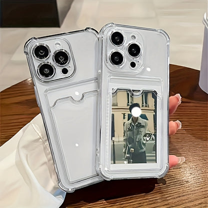 iPhone Case – Clear Transparent Back with Card Slot & Anti-Fall Protection