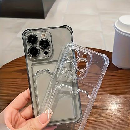 iPhone Case – Clear Transparent Back with Card Slot & Anti-Fall Protection