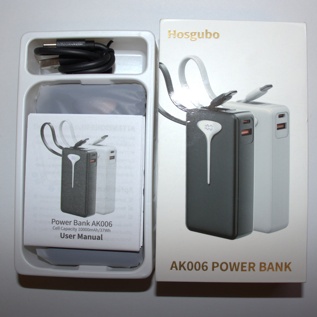 Never Run Out of Power – 10000mAh Fast Charging Power Bank, Built-In Cable