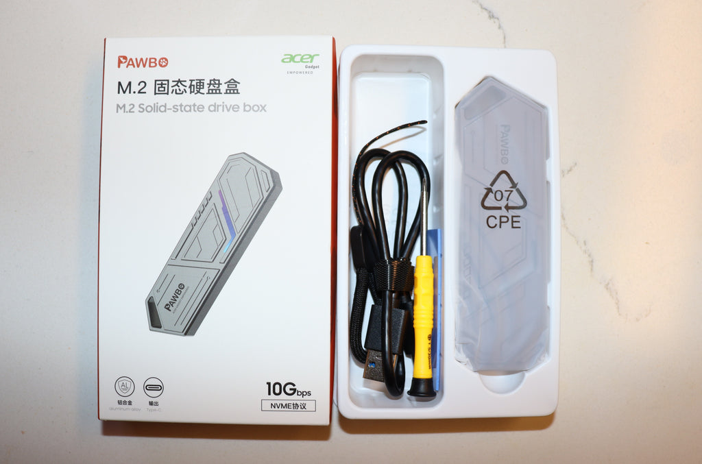 Acer Aluminum M.2 NVMe SSD Enclosure – USB Type-C External Drive with RGB