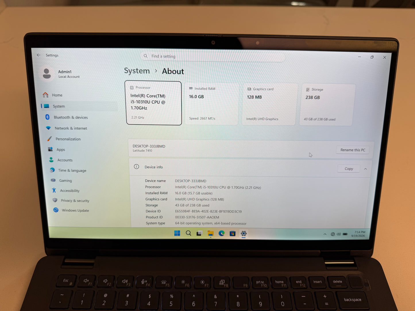 Dell Latitude 7410 2-in-1 Touchscreen Laptop – Intel Core i5-10310U @ 1.70GHz, 16GB RAM, 256GB SSD, Windows 11