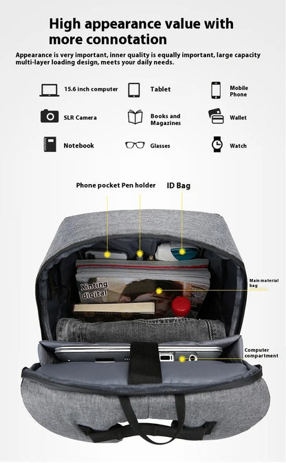 Business Backpack Men USB School Waterproof Backpacks Laptop College Students Schoolbag Large Capacity Bagpacks Back Pack Bags