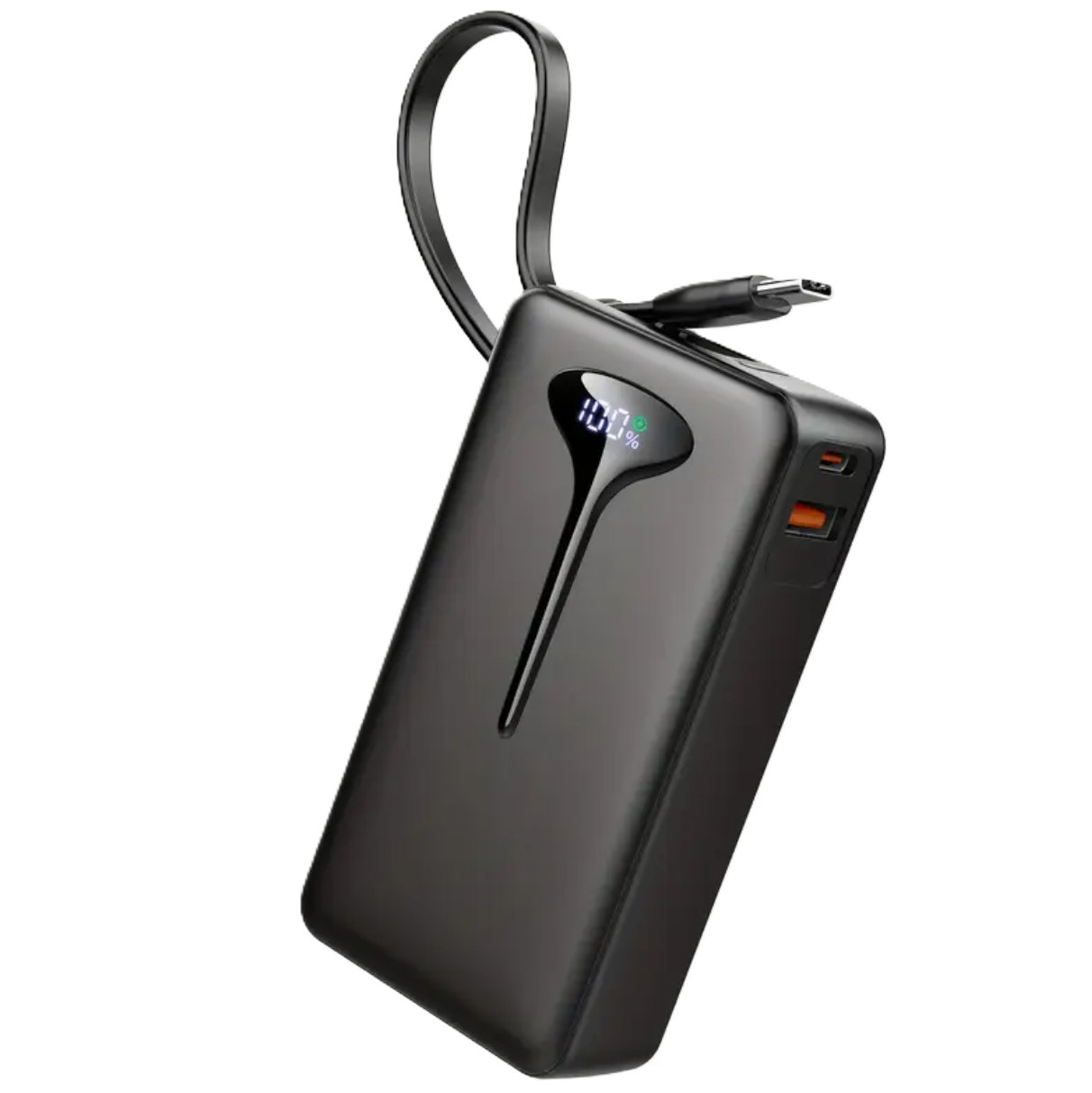 Never Run Out of Power – 10000mAh Fast Charging Power Bank, Built-In Cable