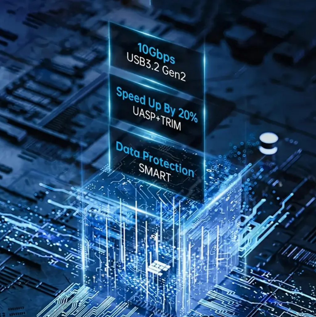 Blazing 10Gbps Speed – ORICO M.2 NVMe/SATA SSD Enclosure, USB 3.1 Gen 2