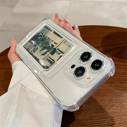 iPhone Case – Clear Transparent Back with Card Slot & Anti-Fall Protection