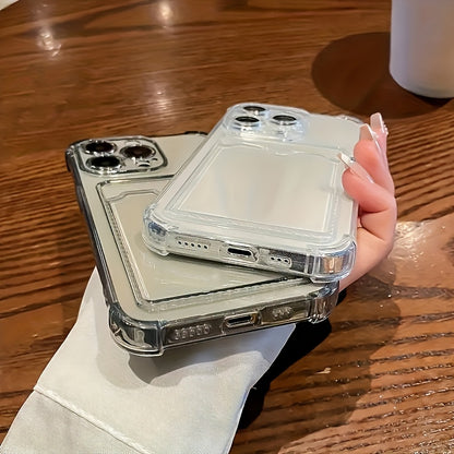 iPhone Case – Clear Transparent Back with Card Slot & Anti-Fall Protection